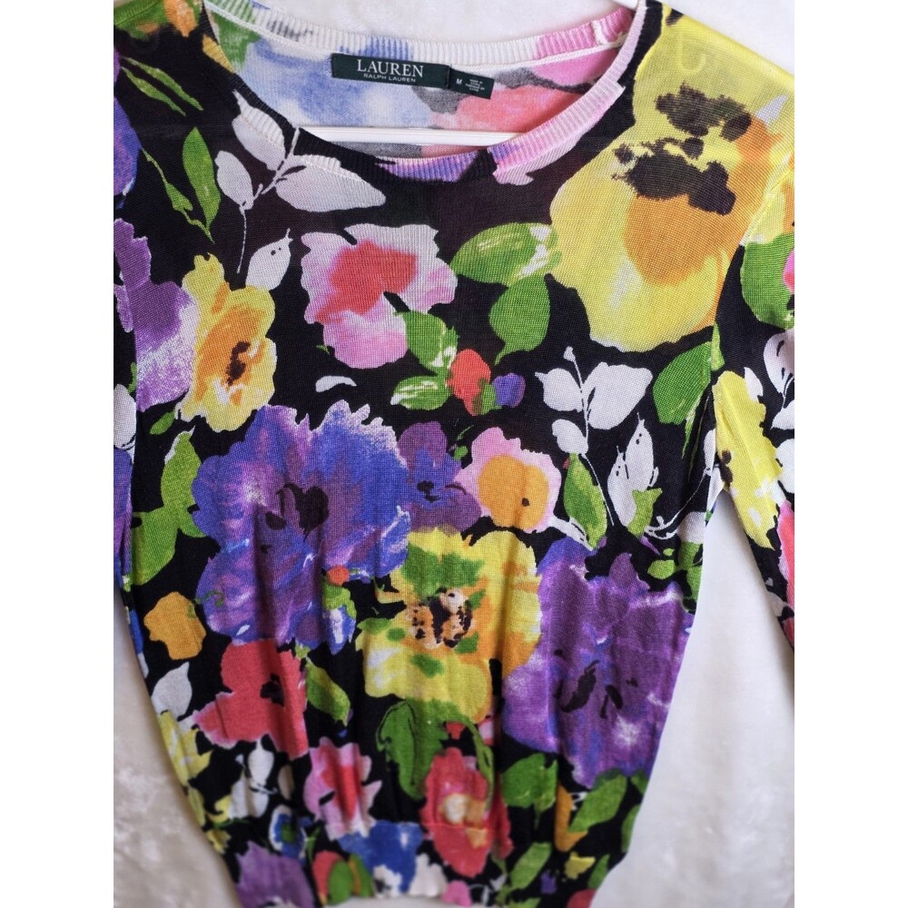 Lauren Ralph Lauren Women's Size‎ M Floral Long Sleeve Sweater